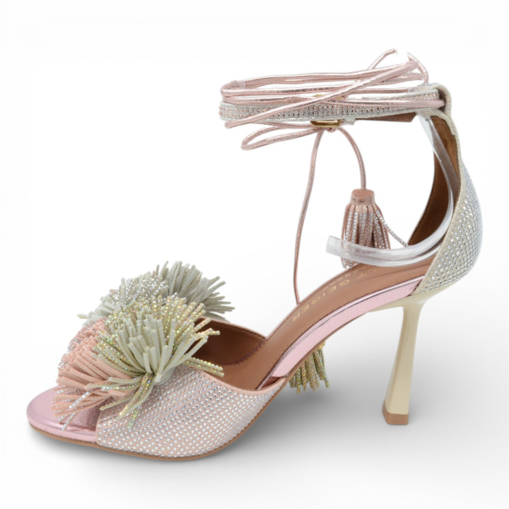 POM POM ANKLE TIE SANDAL