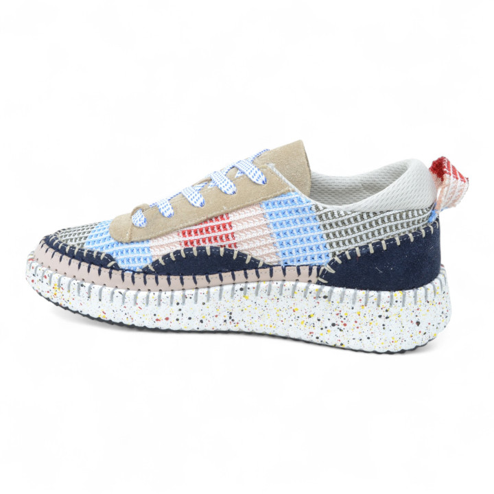 KA6011 WOMEN SNEAKERS MIXED UPPER LEATHER TEXTILE PU OUTSOLE