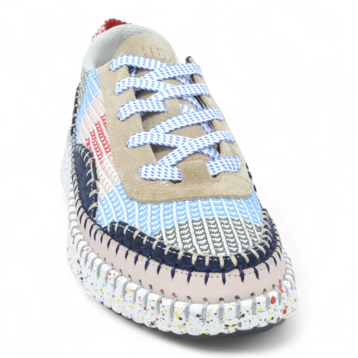 KA6011 WOMEN SNEAKERS MIXED UPPER LEATHER TEXTILE PU OUTSOLE
