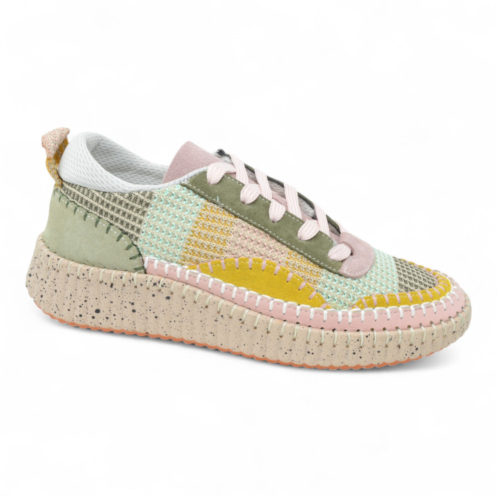 KA6011 WOMEN SNEAKERS MIXED UPPER LEATHER TEXTILE PU OUTSOLE