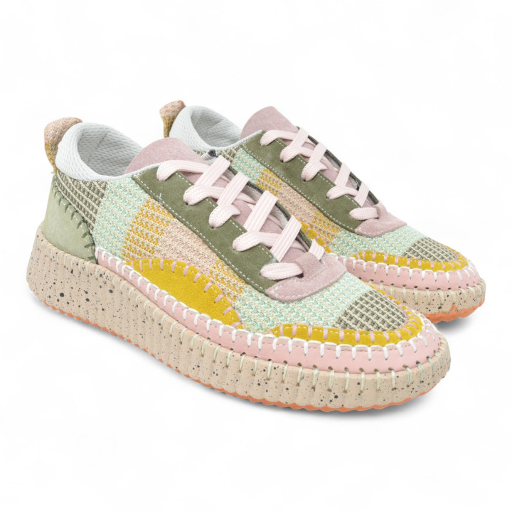 KA6011 WOMEN SNEAKERS MIXED UPPER LEATHER TEXTILE PU OUTSOLE