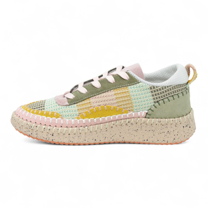KA6011 WOMEN SNEAKERS MIXED UPPER LEATHER TEXTILE PU OUTSOLE