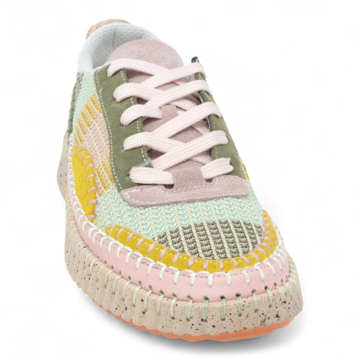 KA6011 WOMEN SNEAKERS MIXED UPPER LEATHER TEXTILE PU OUTSOLE