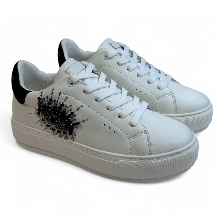 8487310109 LANEY EYE WHITE LEATHER SNEAKER Kurt Geiger