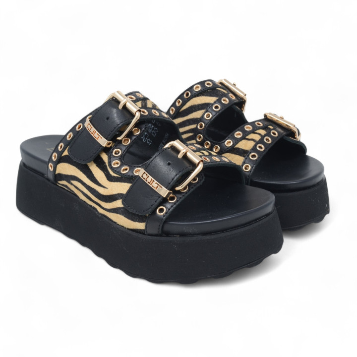 CLW430601 JANIS 4306 SANDAL W ZEBRA PR.HAIR LEATHER Cult